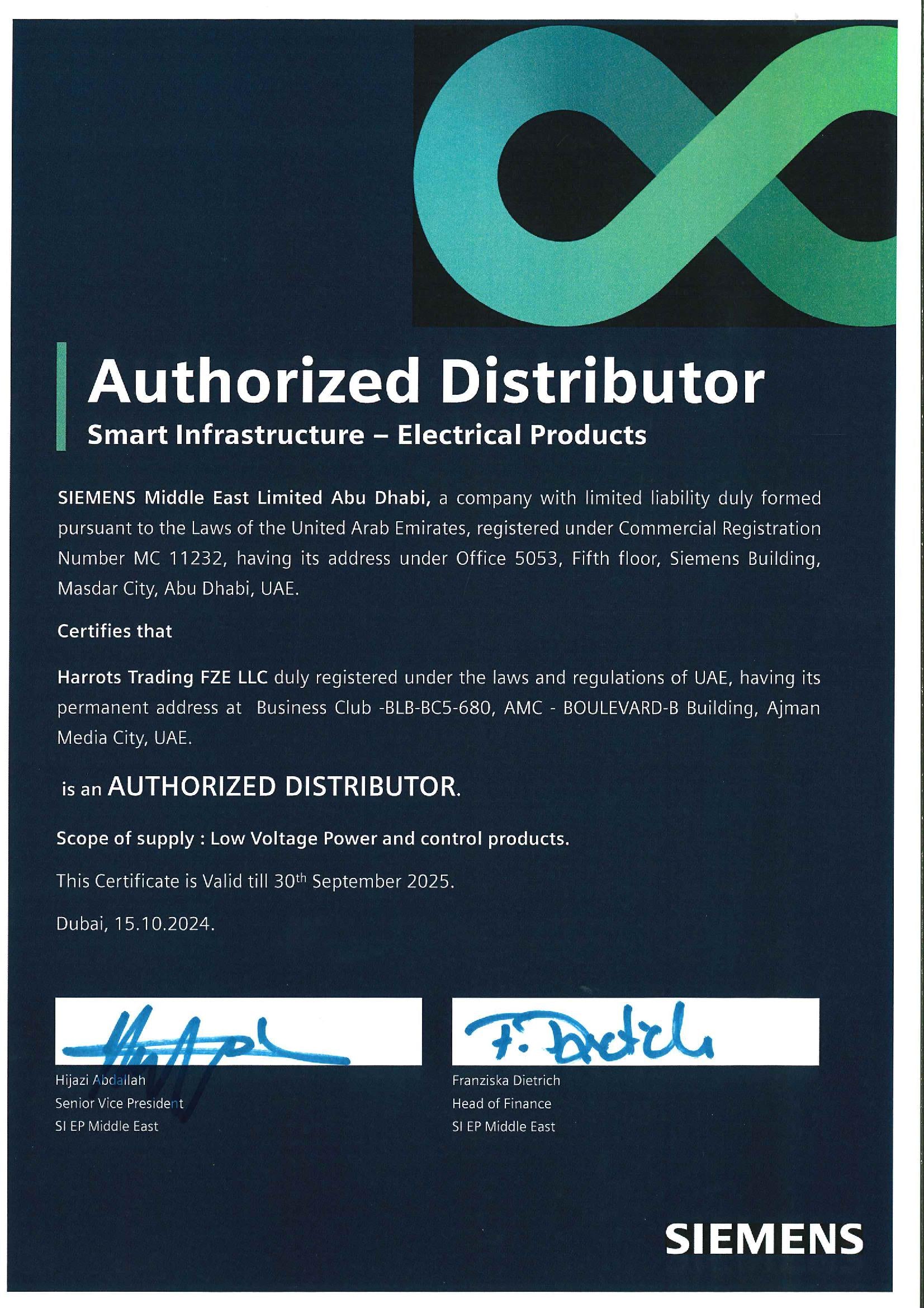 Harrots Group and SIEMENS Renew Partnership: Continuing to Empower Smart Infrastructure in the MENA Region